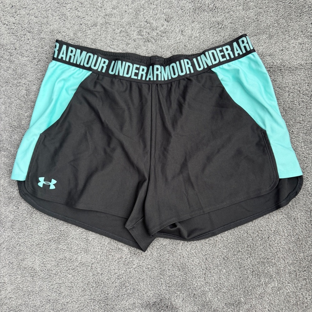 Under Armour Women's Grey and Teal Shorts